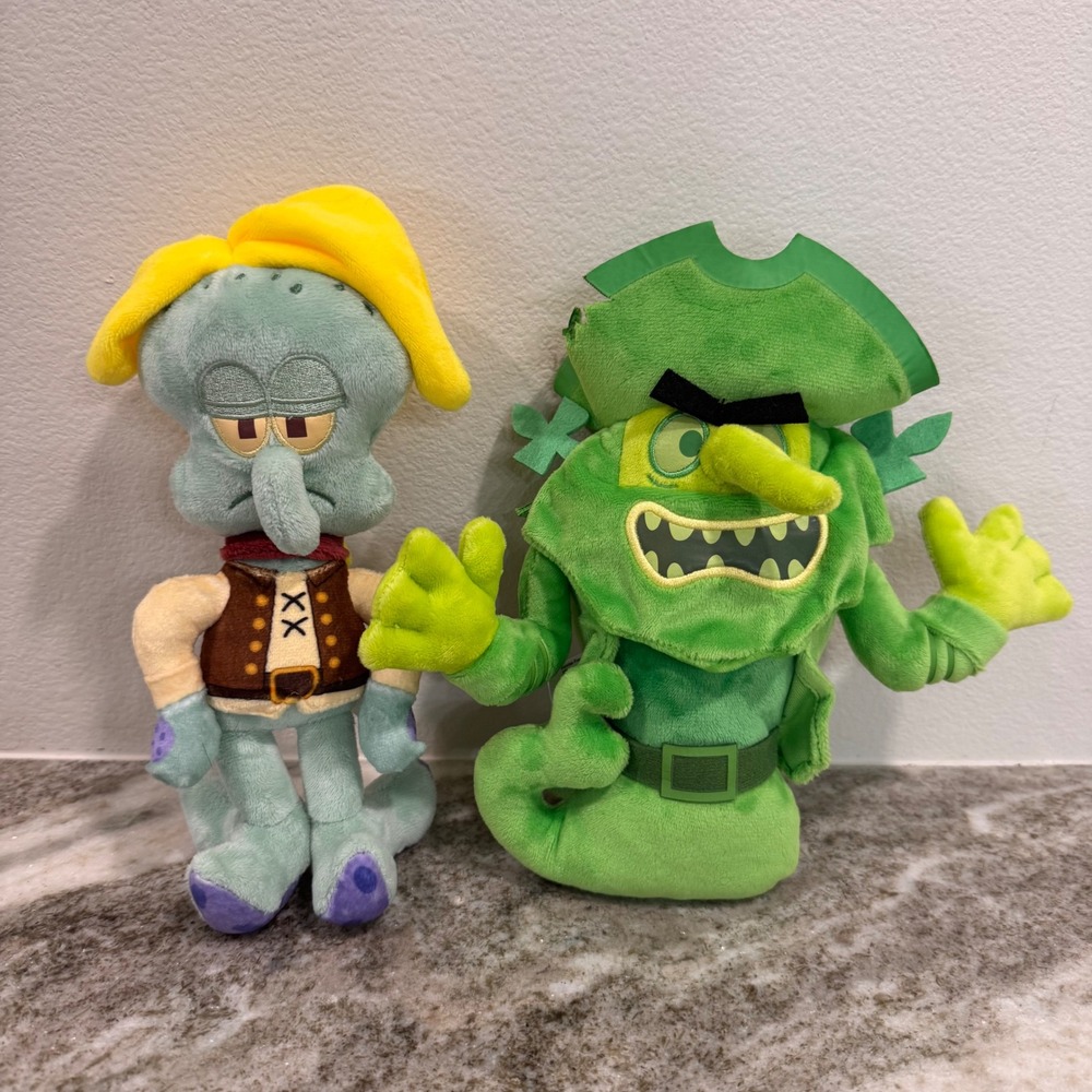 SpongeBob Movie Glow Pals Plush Lot Pirate Squidward & Flying Dutchman 2pc